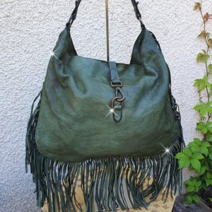magnifique sac en cuir vintage à frange