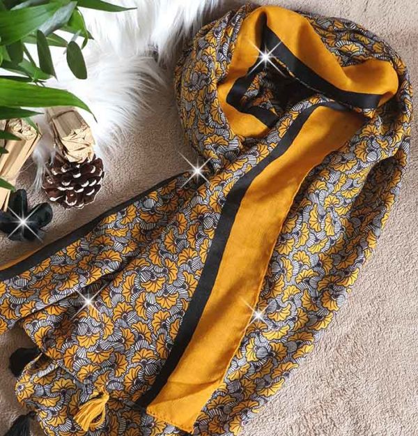 foulard viscose jaune marine