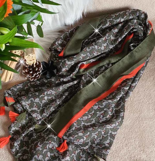 foulard viscose kaki orange