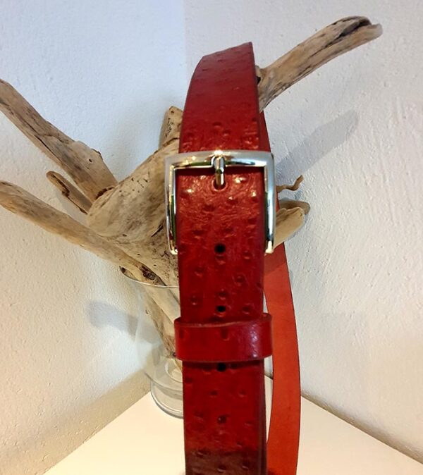 ceinture one rouge autruche