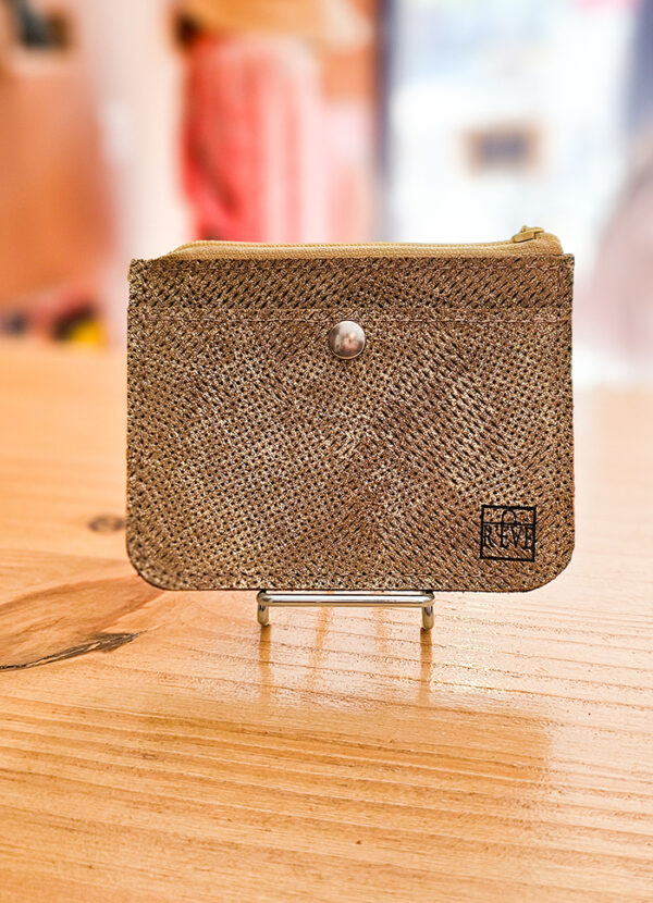 porte monnaie en cuir véritable doré
